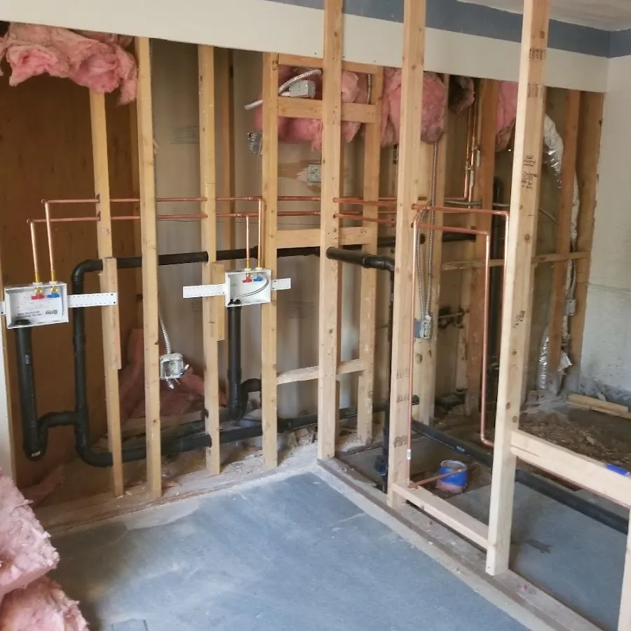 Copper pipe rough-in and plumbing installation in Brookshire